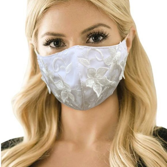 2 White Lace Linen Face mask, Art face mask - Picture 7 of 7